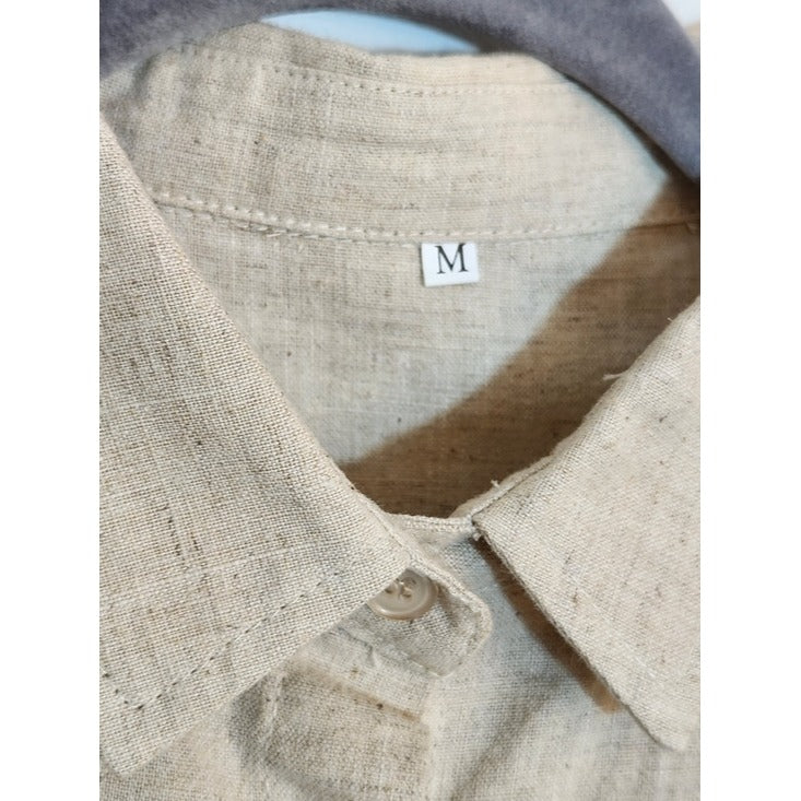 Natural Cream Textured Oversized Button Down Tunic Size Medium