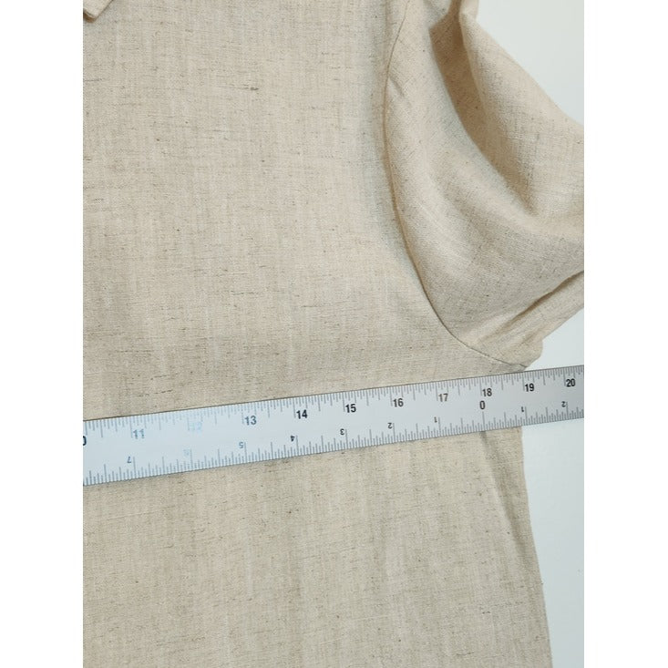 Natural Cream Textured Oversized Button Down Tunic Size Medium