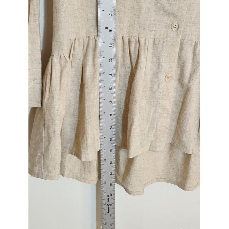 Natural Cream Textured Oversized Button Down Tunic Size Medium