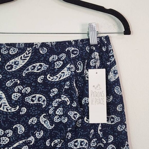 Patrons of Peace Navy Boho Skorts Size XS Blue Paisley Shorts New