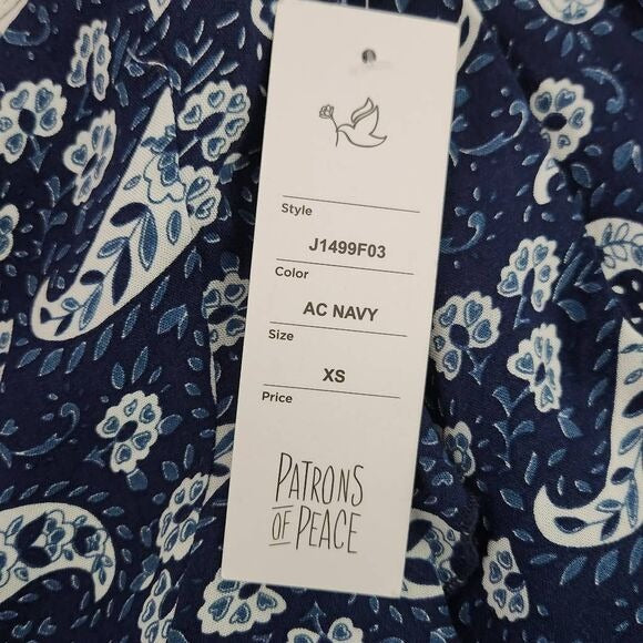 Patrons of Peace Navy Boho Skorts Size XS Blue Paisley Shorts New