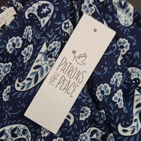 Patrons of Peace Navy Boho Skorts Size XS Blue Paisley Shorts New
