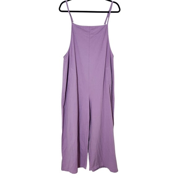 Purple Wide-Leg Cropped Overalls Size Medium
