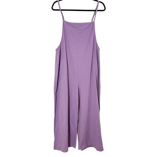 Purple Wide-Leg Cropped Overalls Size Medium