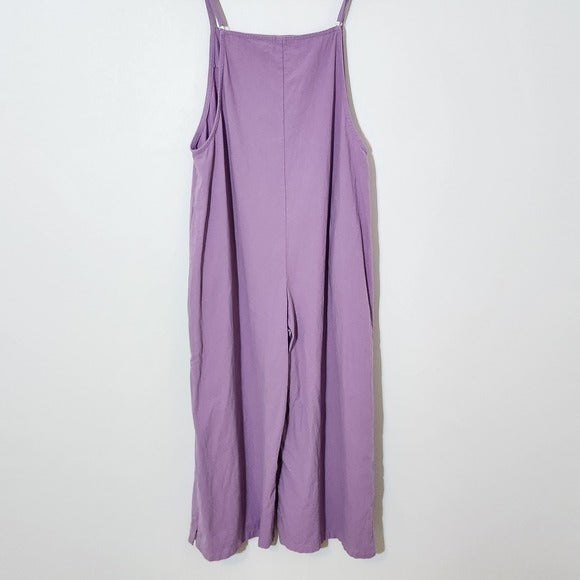 Purple Wide-Leg Cropped Overalls Size Medium