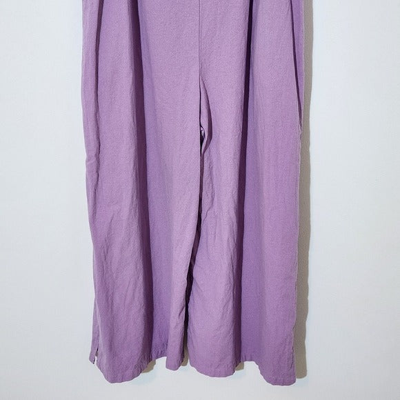 Purple Wide-Leg Cropped Overalls Size Medium