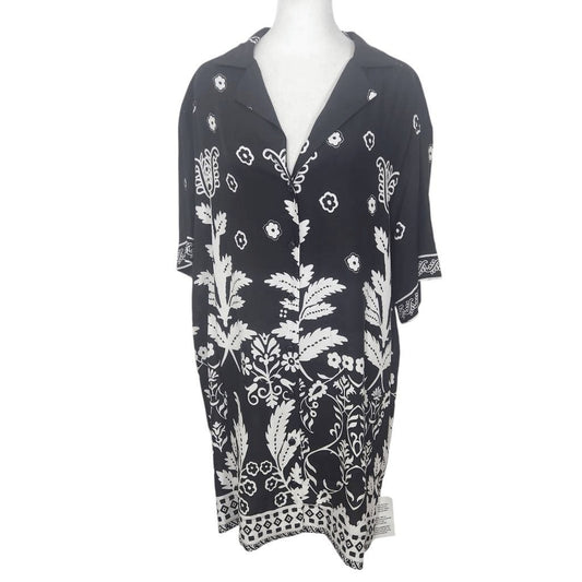 Asos Black and White Floral Print Mini Skirt Dress NWOT Size 6 Floral Mini Dress