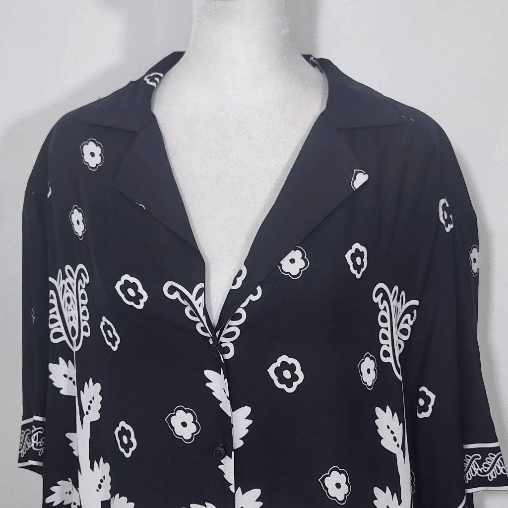 Asos Black and White Floral Print Mini Skirt Dress NWOT Size 6 Floral Mini Dress