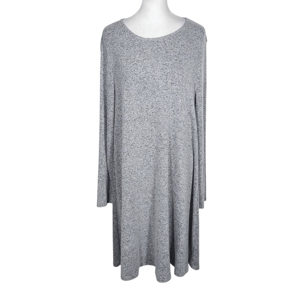 Old Navy Gray Knee-Length Swing Dress Size Large Gray Long Sleeve Knit Dress