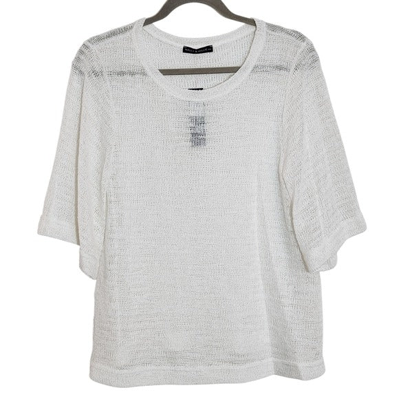 Nally & Millie White Open Knit Sweater Top Size Small/Medium NWT