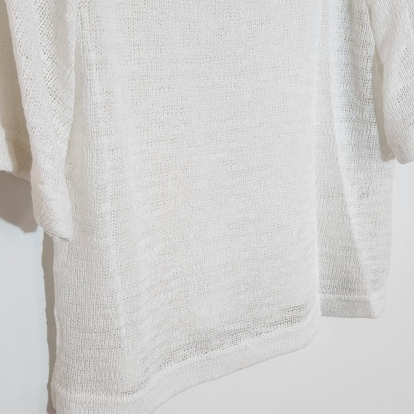 Nally & Millie White Open Knit Sweater Top Size Small/Medium NWT