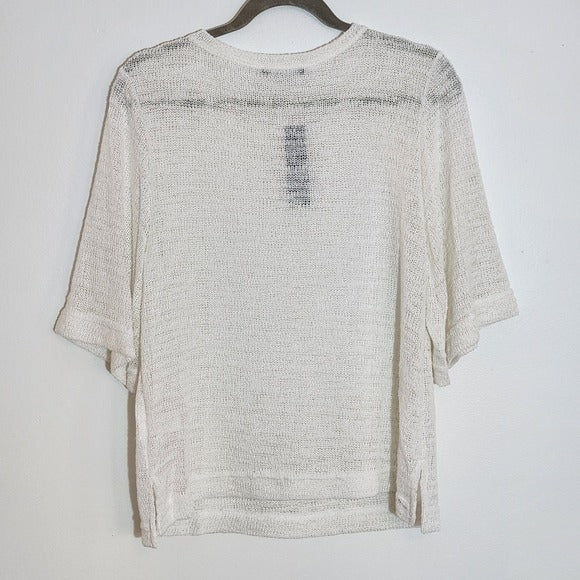 Nally & Millie White Open Knit Sweater Top Size Small/Medium NWT