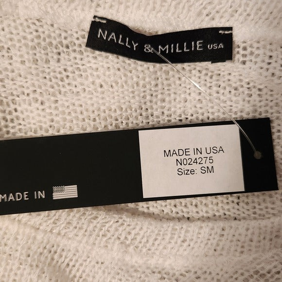 Nally & Millie White Open Knit Sweater Top Size Small/Medium NWT