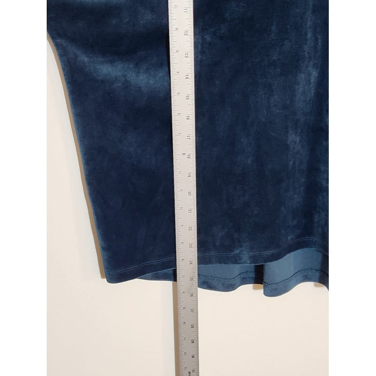 Loft Teal Blue Velour V Neck Top Size Large