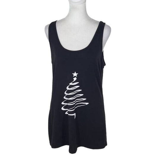 Maurices Black Christmas Tree Tank Top Size Large Holiday Tank Top Christmas Top
