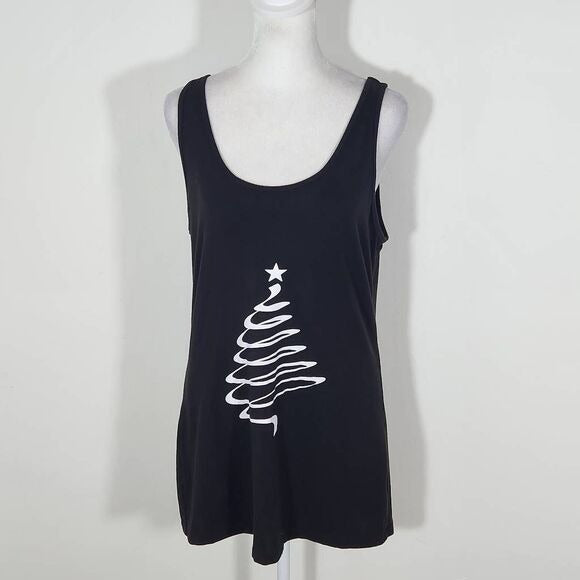 Maurices Black Christmas Tree Tank Top Size Large Holiday Tank Top Christmas Top