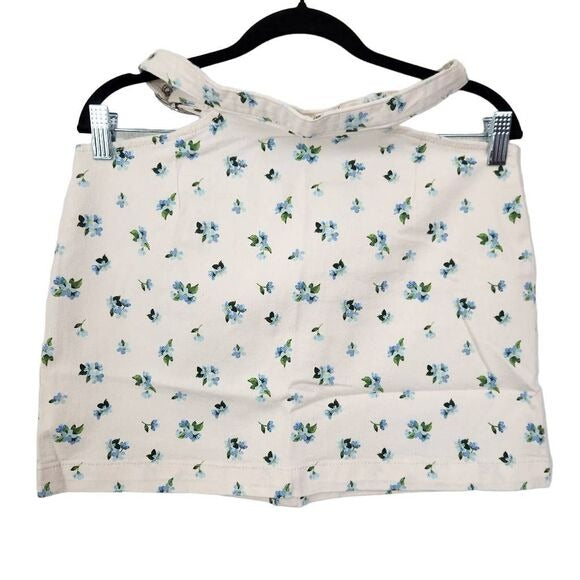 WeWoreWhat Blue Floral Cut Out Denim Mini Skirt Size Medium, New