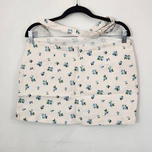 WeWoreWhat Blue Floral Cut Out Denim Mini Skirt Size Medium, New