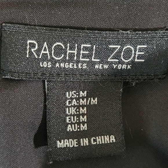 Rachel Zoe Black Satin Wrap-Style Long Sleeve Crop Top Size Medium