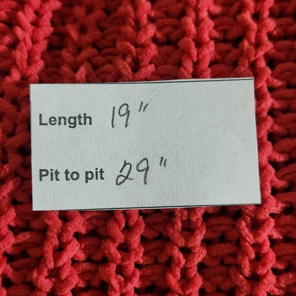 White Birch Distressed Red Knit Sweater Size Medium Red Chunky Knit Sweater