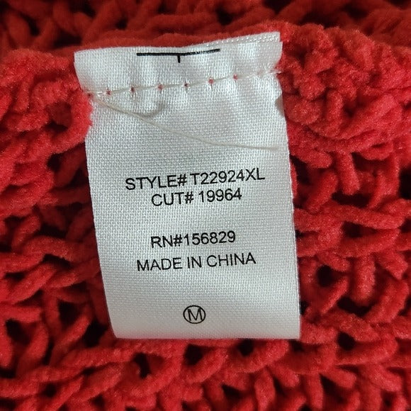 White Birch Distressed Red Knit Sweater Size Medium Red Chunky Knit Sweater