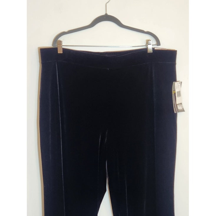 Slim-Sation Black Velvet Wide Leg Tummy Control Pull On Pants Size 2X NWT