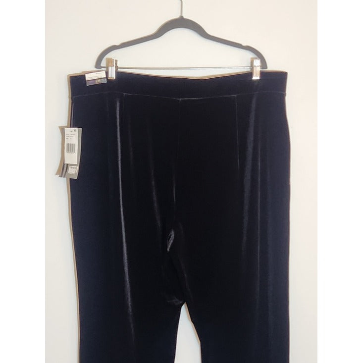 Slim-Sation Black Velvet Wide Leg Tummy Control Pull On Pants Size 2X NWT