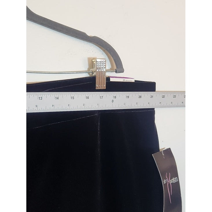 Slim-Sation Black Velvet Wide Leg Tummy Control Pull On Pants Size 2X NWT
