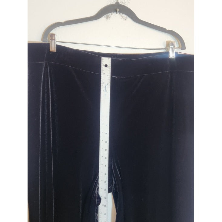 Slim-Sation Black Velvet Wide Leg Tummy Control Pull On Pants Size 2X NWT