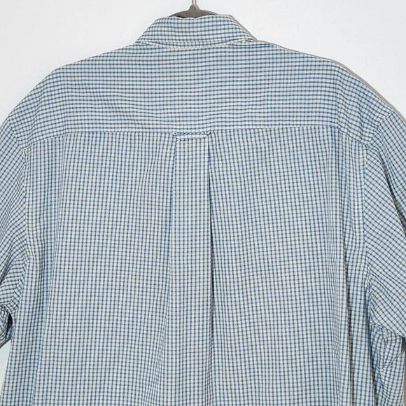 Saddlebred Blue and Yellow Check Short Sleeve Button Down Shirt Size XL