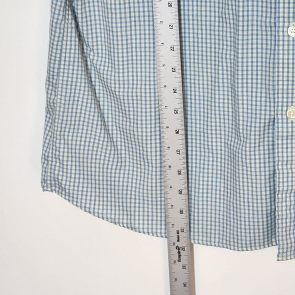 Saddlebred Blue and Yellow Check Short Sleeve Button Down Shirt Size XL