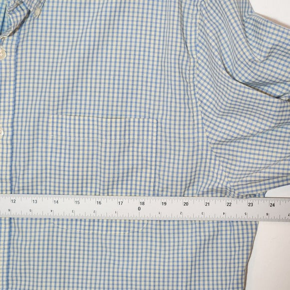 Saddlebred Blue and Yellow Check Short Sleeve Button Down Shirt Size XL