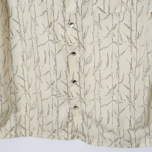 Van Heusen Pale Yellow Bamboo Print Short Sleeve Button Down Shirt Size XL