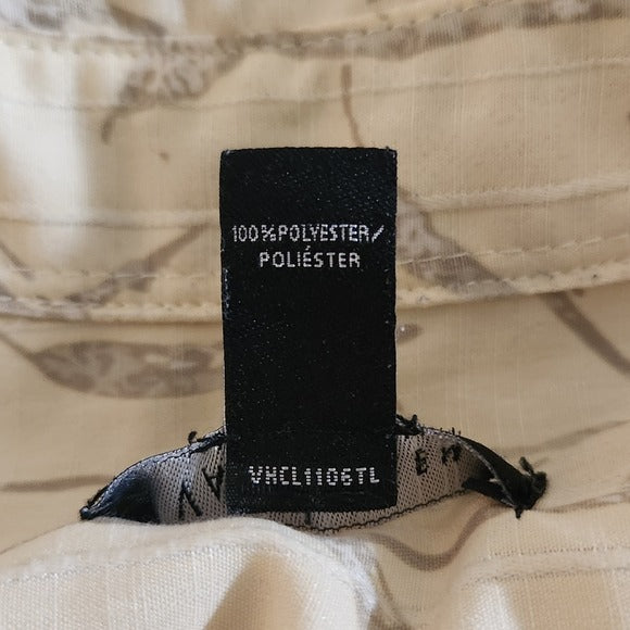 Van Heusen Pale Yellow Bamboo Print Short Sleeve Button Down Shirt Size XL