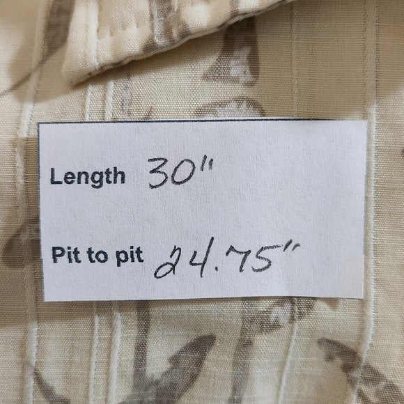 Van Heusen Pale Yellow Bamboo Print Short Sleeve Button Down Shirt Size XL