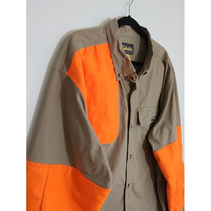 Cabela's Khaki and Orange Hunting Button Up Shirt Size 2XL