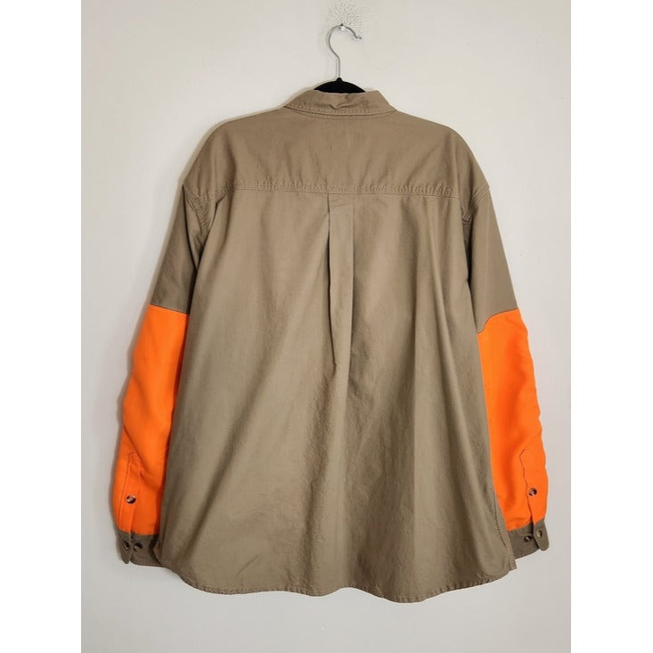 Cabela's Khaki and Orange Hunting Button Up Shirt Size 2XL