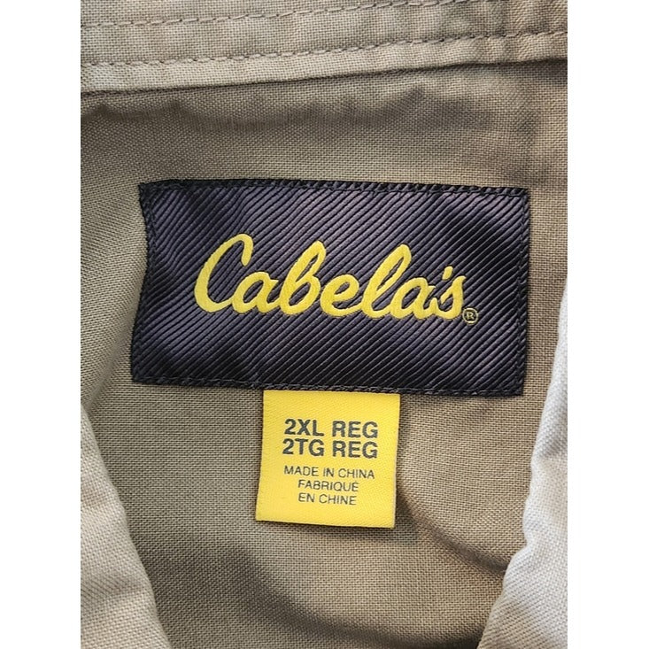 Cabela's Khaki and Orange Hunting Button Up Shirt Size 2XL