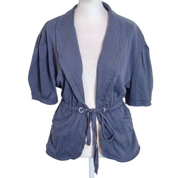 Mossimo Gray Blue Knit Jacket with Puffy Sleeves and Tie Front NWT Size XXL