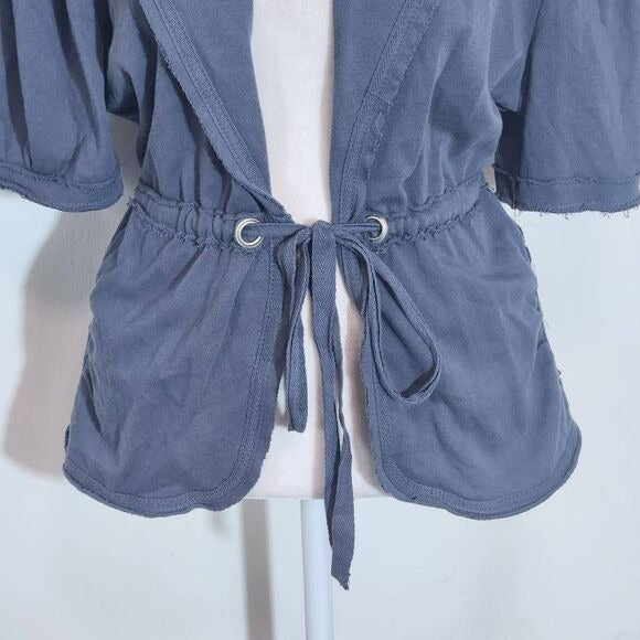 Mossimo Gray Blue Knit Jacket with Puffy Sleeves and Tie Front NWT Size XXL