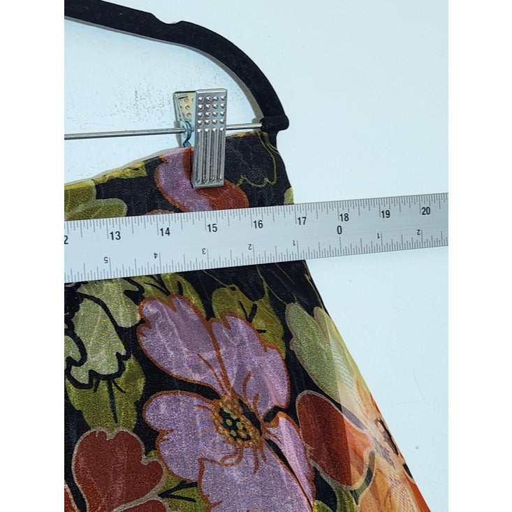 Ashley Stewart Womens Black Floral Organza Pull-On Skirt Size 14/16 NWT