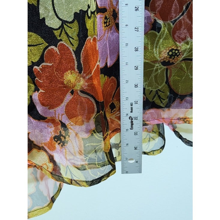 Ashley Stewart Womens Black Floral Organza Pull-On Skirt Size 14/16 NWT