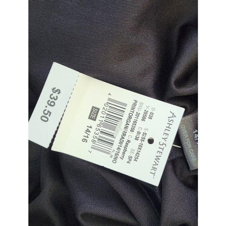 Ashley Stewart Womens Black Floral Organza Pull-On Skirt Size 14/16 NWT