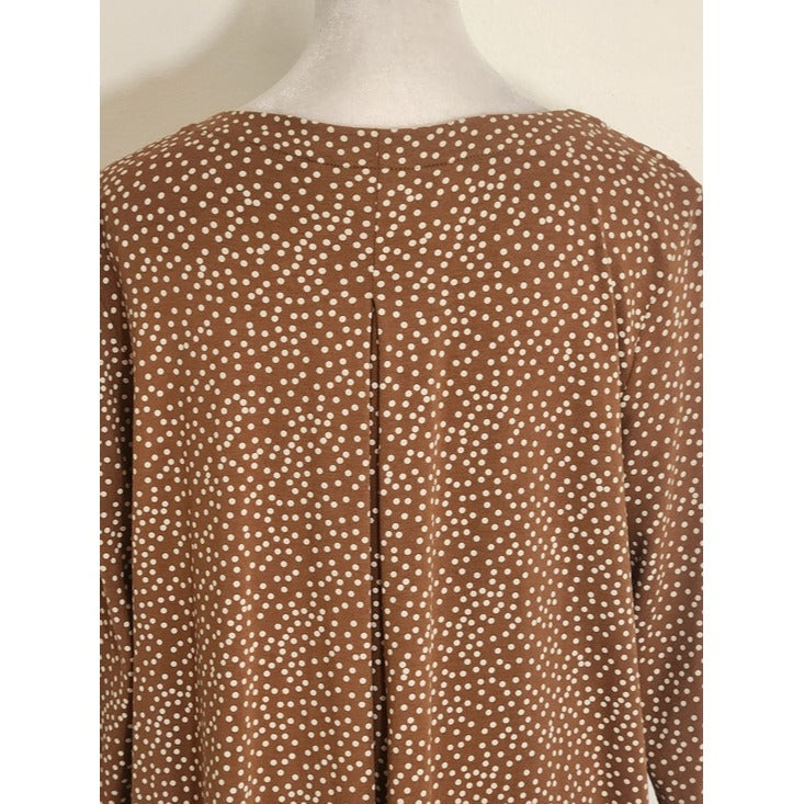 J. Jill Brown and White Polka Dot V-Neck Tee Size Medium Petite