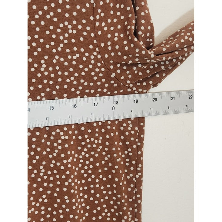 J. Jill Brown and White Polka Dot V-Neck Tee Size Medium Petite