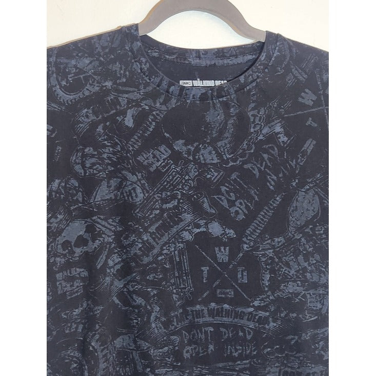 The Walking Dead Supply Drop Black Allover Print Short Sleeve Tee Size Large