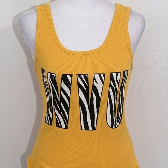 Soffe WVU Yellow Tank Top with Zebra Accents Size Medium West Virginia Tank Top