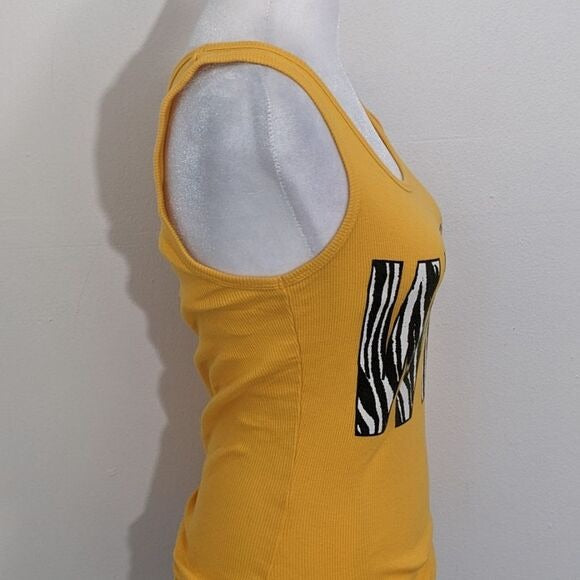 Soffe WVU Yellow Tank Top with Zebra Accents Size Medium West Virginia Tank Top