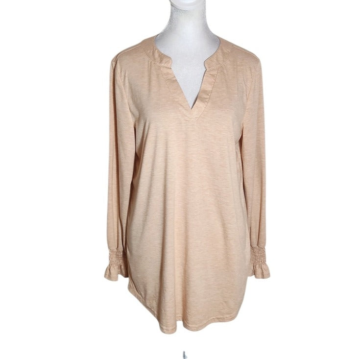 Ladmous Long Sleeve Peach Tunic Top Size Medium