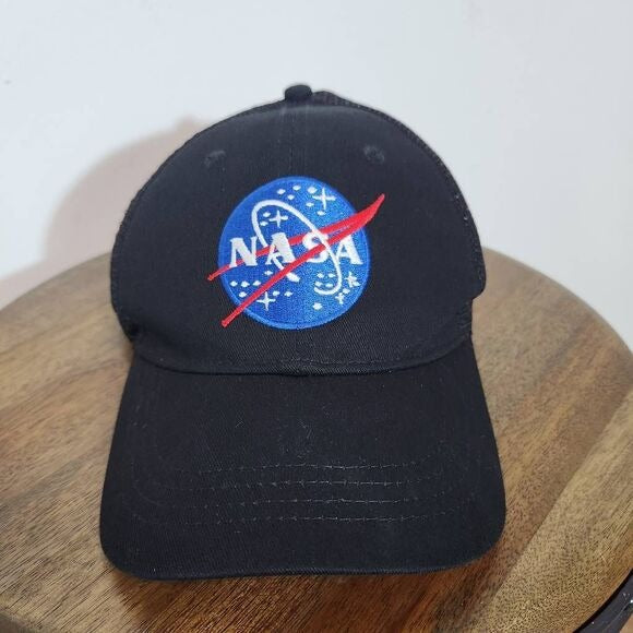 NASA Black Baseball Cap One Size NASA Blue Logo Trucker Hat